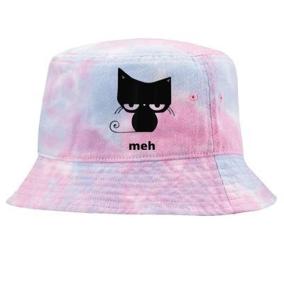 Meh Black Cat Funny Tie-Dyed Bucket Hat