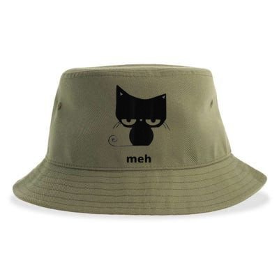 Meh Black Cat Funny Sustainable Bucket Hat