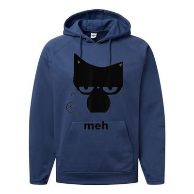 Meh Black Cat Funny Performance Fleece Hoodie