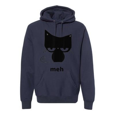 Meh Black Cat Funny Premium Hoodie