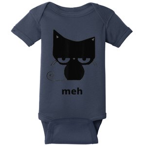 Meh Black Cat Funny Baby Bodysuit