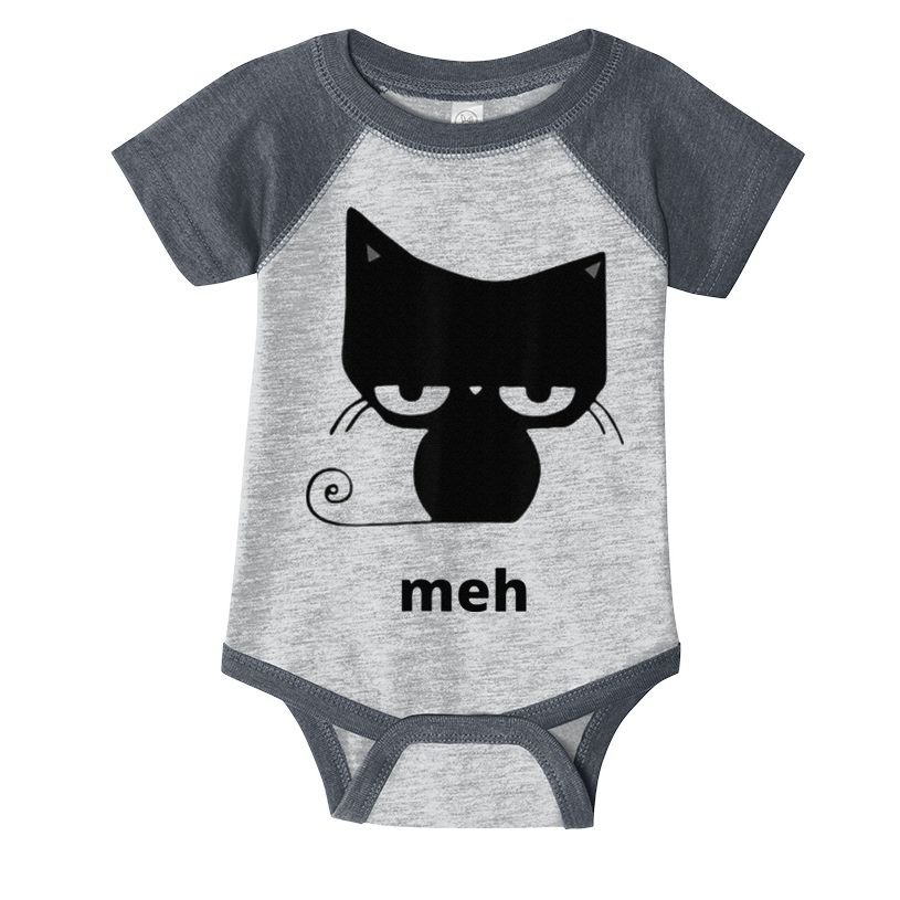 Meh Black Cat Funny Infant Baby Jersey Bodysuit