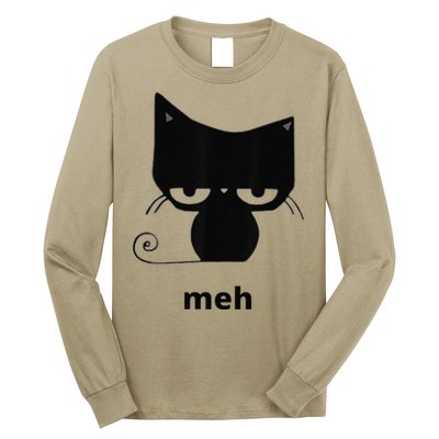 Meh Black Cat Funny Long Sleeve Shirt