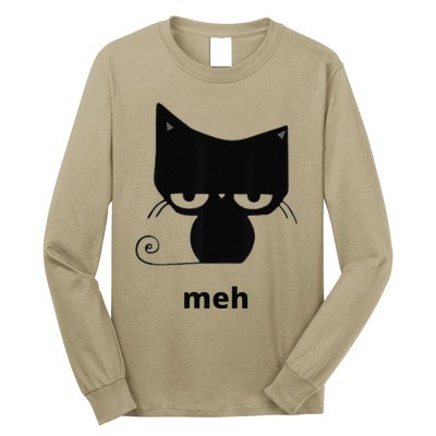 Meh Black Cat Funny Long Sleeve Shirt