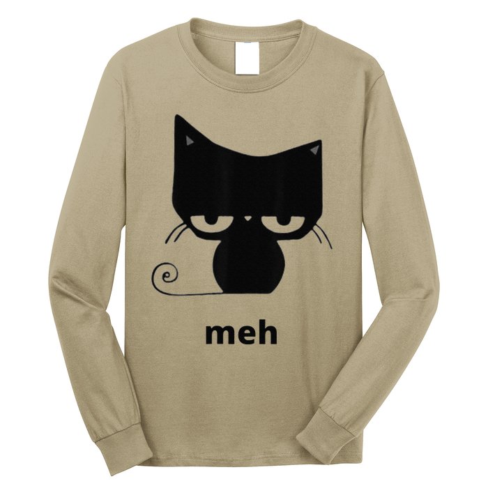 Meh Black Cat Funny Long Sleeve Shirt