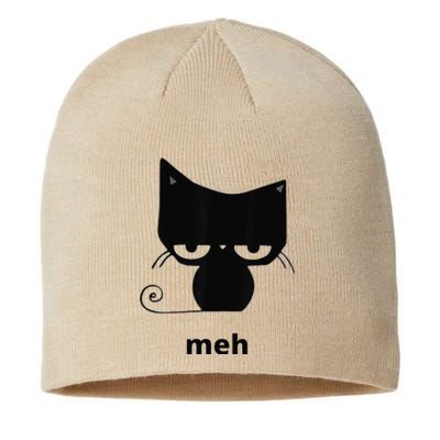 Meh Black Cat Funny Sustainable Beanie