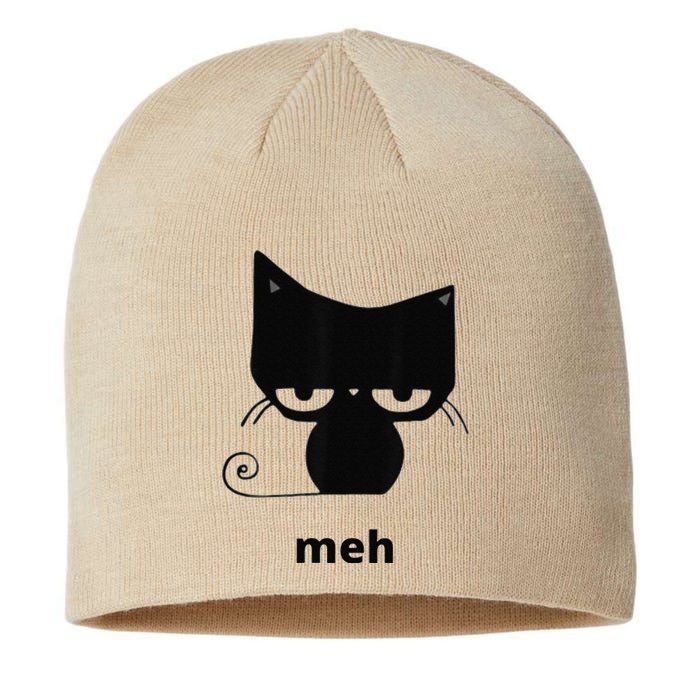 Meh Black Cat Funny Sustainable Beanie