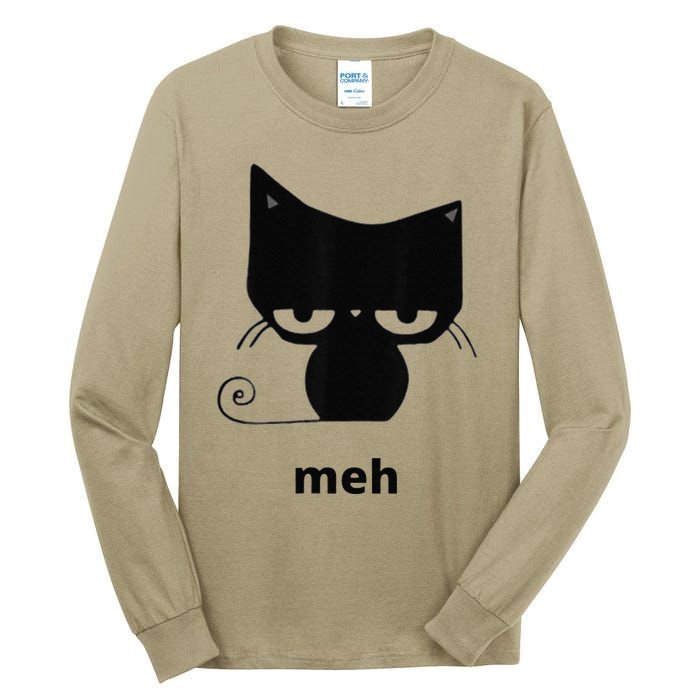 Meh Black Cat Funny Tall Long Sleeve T-Shirt