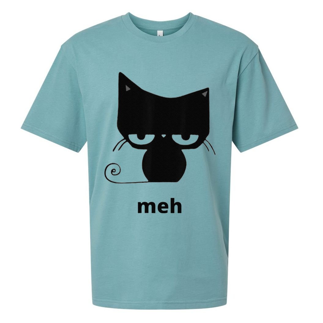 Meh Black Cat Funny Sueded Cloud Jersey T-Shirt