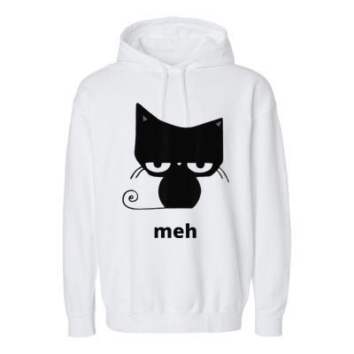 Meh Black Cat Funny Garment-Dyed Fleece Hoodie