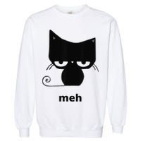 Meh Black Cat Funny Garment-Dyed Sweatshirt