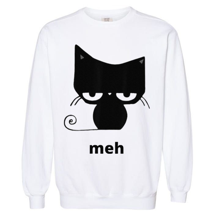 Meh Black Cat Funny Garment-Dyed Sweatshirt