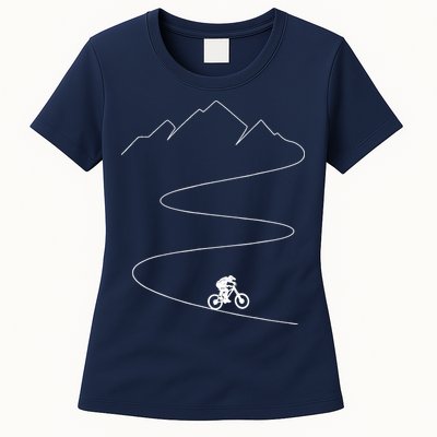 Mountain Biking Cyclist Rider Bicycle Single Track Riding Womens T-Shirt