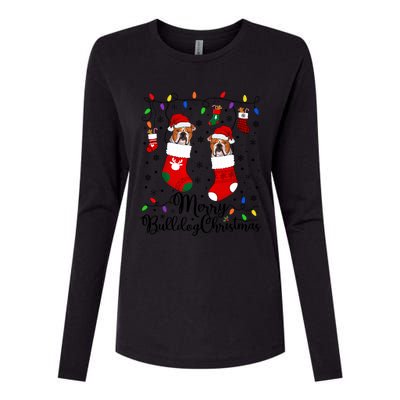 Merry Bulldog Christmas Bulldog Xmas Party Bulldog Gift Womens Cotton Relaxed Long Sleeve T-Shirt