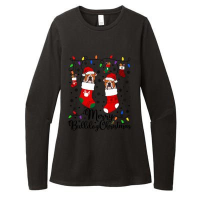 Merry Bulldog Christmas Bulldog Xmas Party Bulldog Gift Womens CVC Long Sleeve Shirt