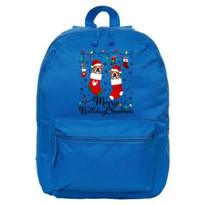 Merry Bulldog Christmas Bulldog Xmas Party Bulldog Gift 16 in Basic Backpack