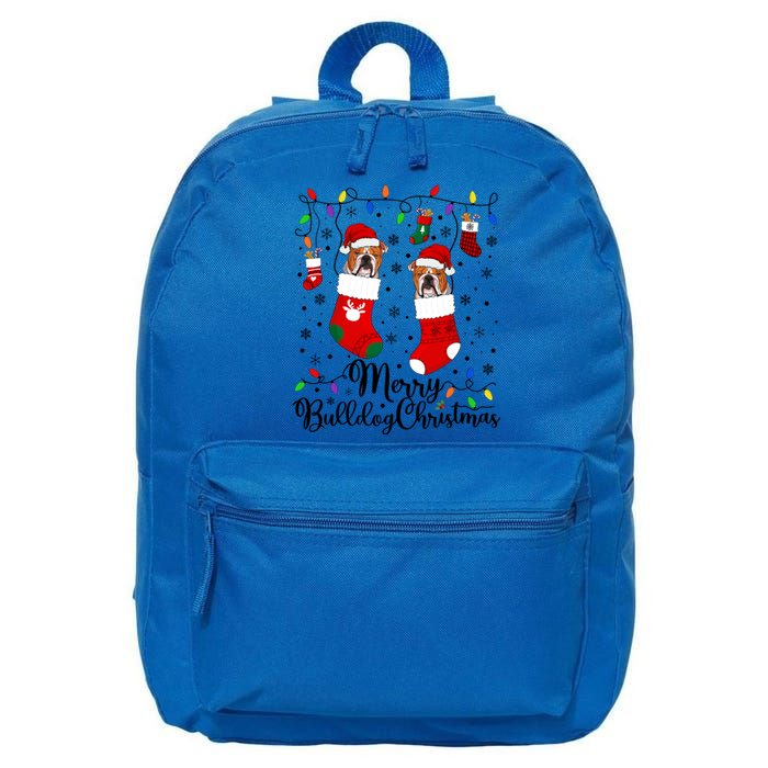 Merry Bulldog Christmas Bulldog Xmas Party Bulldog Gift 16 in Basic Backpack