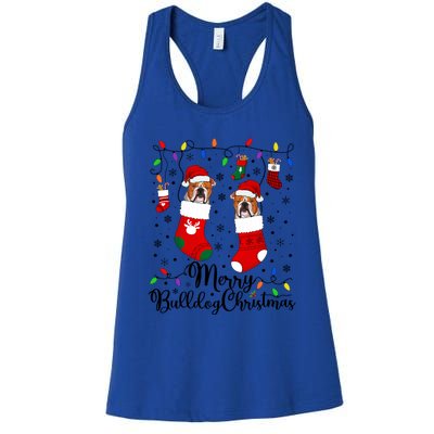 Merry Bulldog Christmas Bulldog Xmas Party Bulldog Gift Women's Racerback Tank