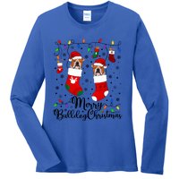 Merry Bulldog Christmas Bulldog Xmas Party Bulldog Gift Ladies Long Sleeve Shirt