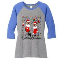 Merry Bulldog Christmas Bulldog Xmas Party Bulldog Gift Women's Tri-Blend 3/4-Sleeve Raglan Shirt