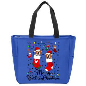 Merry Bulldog Christmas Bulldog Xmas Party Bulldog Gift Zip Tote Bag