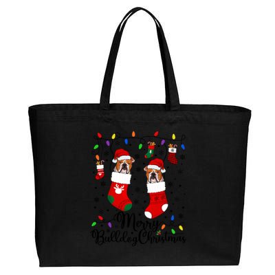 Merry Bulldog Christmas Bulldog Xmas Party Bulldog Gift Cotton Canvas Jumbo Tote