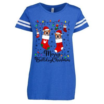 Merry Bulldog Christmas Bulldog Xmas Party Bulldog Gift Enza Ladies Jersey Football T-Shirt