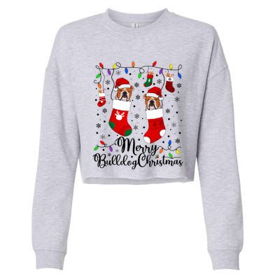 Merry Bulldog Christmas Bulldog Xmas Party Bulldog Gift Cropped Pullover Crew