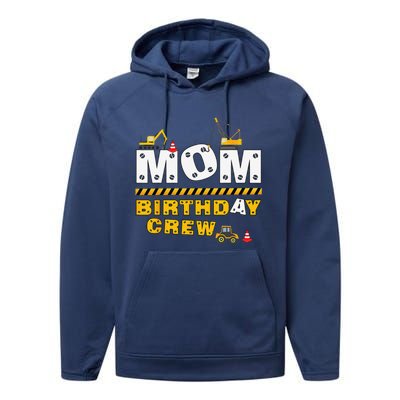 Mom Birthday Crew Construction Family Birthday Party Performance Fleece Hoodie