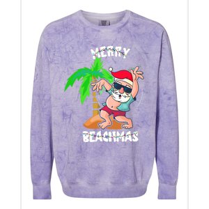 Merry Beach Christmas In July Funny Santa Xmas Pool Party Colorblast Crewneck Sweatshirt