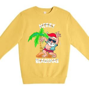 Merry Beach Christmas In July Funny Santa Xmas Pool Party Premium Crewneck Sweatshirt