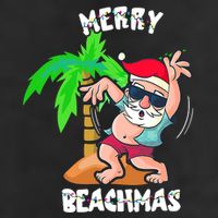 Merry Beach Christmas In July Funny Santa Xmas Pool Party 7 Panel Mesh Trucker Snapback Hat