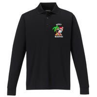 Merry Beach Christmas In July Funny Santa Xmas Pool Party Performance Long Sleeve Polo