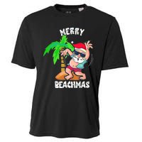 Merry Beach Christmas In July Funny Santa Xmas Pool Party Cooling Performance Crew T-Shirt