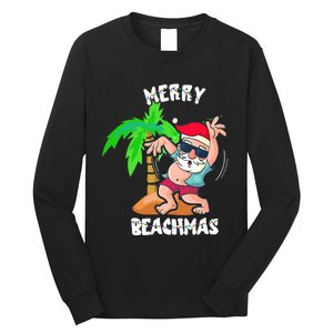 Merry Beach Christmas In July Funny Santa Xmas Pool Party Long Sleeve Shirt