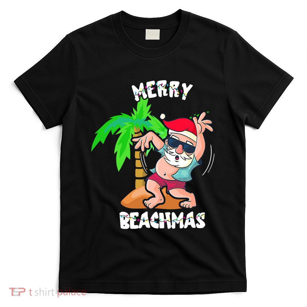 Merry Beach Christmas In July Funny Santa Xmas Pool Party T-Shirt
