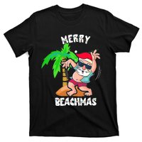 Merry Beach Christmas In July Funny Santa Xmas Pool Party T-Shirt