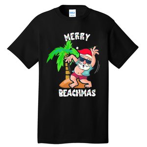 Merry Beach Christmas In July Funny Santa Xmas Pool Party Tall T-Shirt