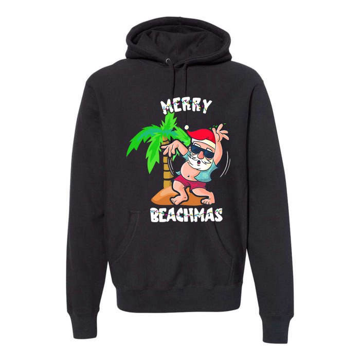 Merry Beach Christmas In July Funny Santa Xmas Pool Party Premium Hoodie