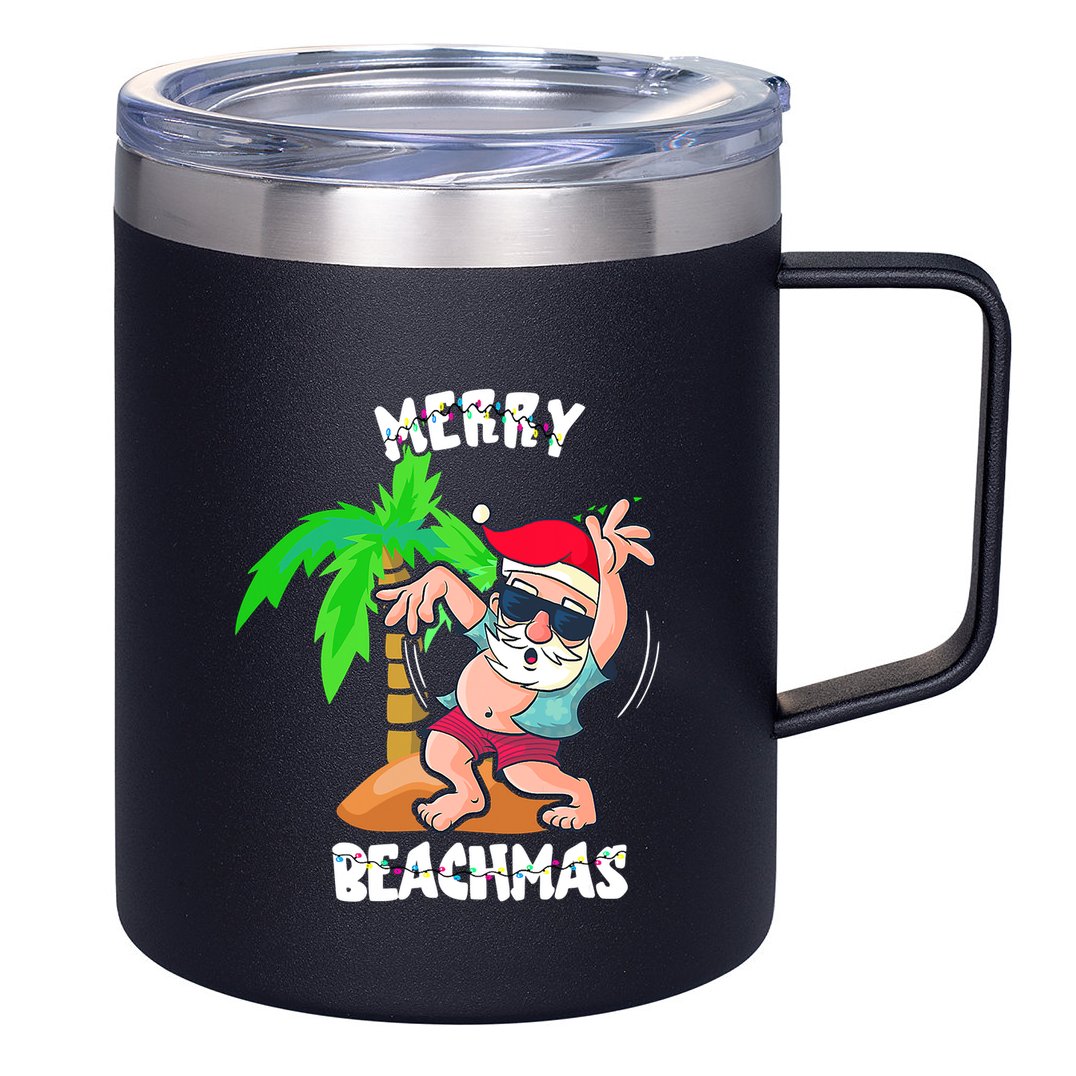 Merry Beach Christmas In July Funny Santa Xmas Pool Party 12oz Stainless Steel Coffee Mug