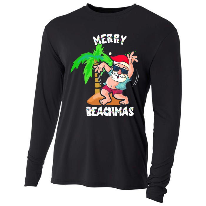 Merry Beach Christmas In July Funny Santa Xmas Pool Party Cooling Performance Long Sleeve Crew