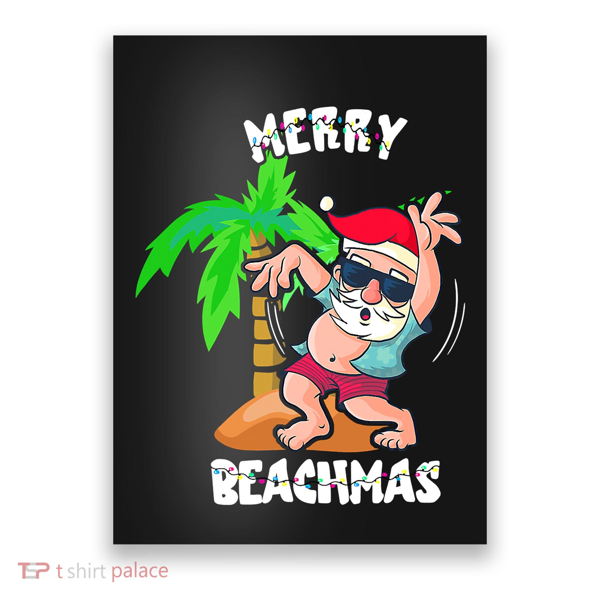 Merry Beach Christmas In July Funny Santa Xmas Pool Party Poster