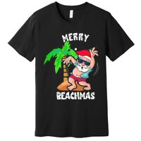 Merry Beach Christmas In July Funny Santa Xmas Pool Party Premium T-Shirt