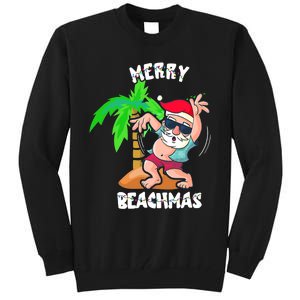 Merry Beach Christmas In July Funny Santa Xmas Pool Party Tall Sweatshirt