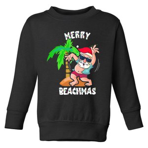 Merry Beach Christmas In July Funny Santa Xmas Pool Party Toddler Sweatshirt