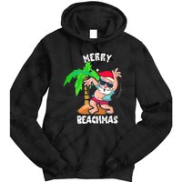 Merry Beach Christmas In July Funny Santa Xmas Pool Party Tie Dye Hoodie