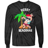 Merry Beach Christmas In July Funny Santa Xmas Pool Party Tie-Dye Long Sleeve Shirt