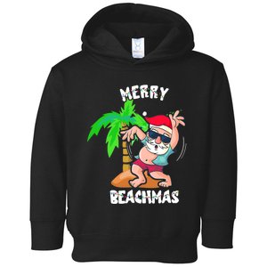 Merry Beach Christmas In July Funny Santa Xmas Pool Party Toddler Hoodie