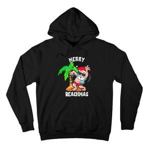 Merry Beach Christmas In July Funny Santa Xmas Pool Party Tall Hoodie