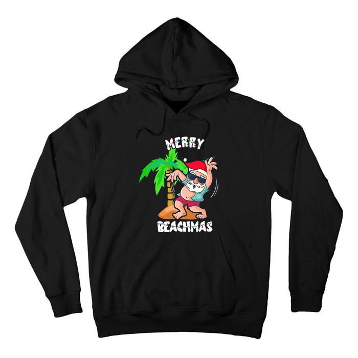 Merry Beach Christmas In July Funny Santa Xmas Pool Party Tall Hoodie